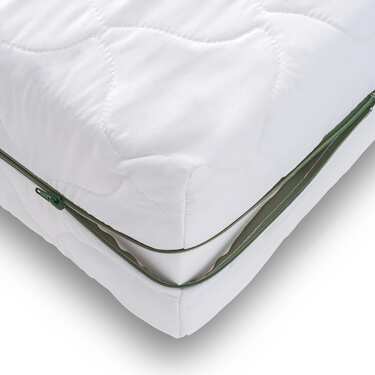 Colchón con núcleo de muelles ensacados de 7 zonas Sleezzz Smart 90 x 200 cm, altura 21 cm, nivel de firmeza H2/H3 + juego de cama de microfibra CloudComfort Basic 135 x 200 cm + 80 x 80 cm