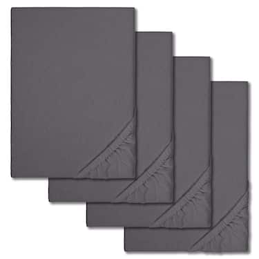 Sada 4 prestieradiel z vlny zimnej antracitovej 90 x 190 - 100 x 200 cm (4 kusy)