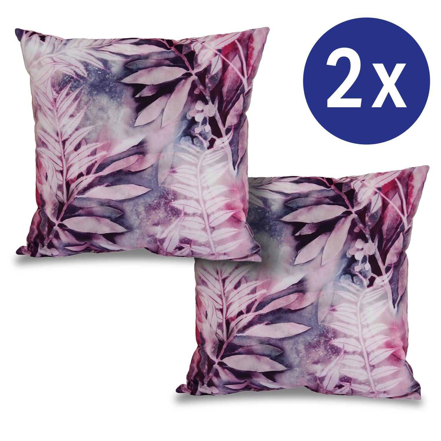 2 x cojín decorativo jungla rosa 50 x 50 cm