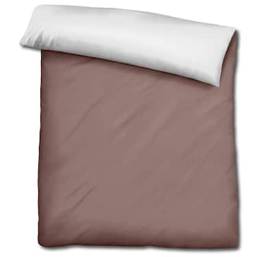 Double pack Sleezzz® Renforcé reversible bed linen light brown/white 135 x 200 + 80 x 80 cm