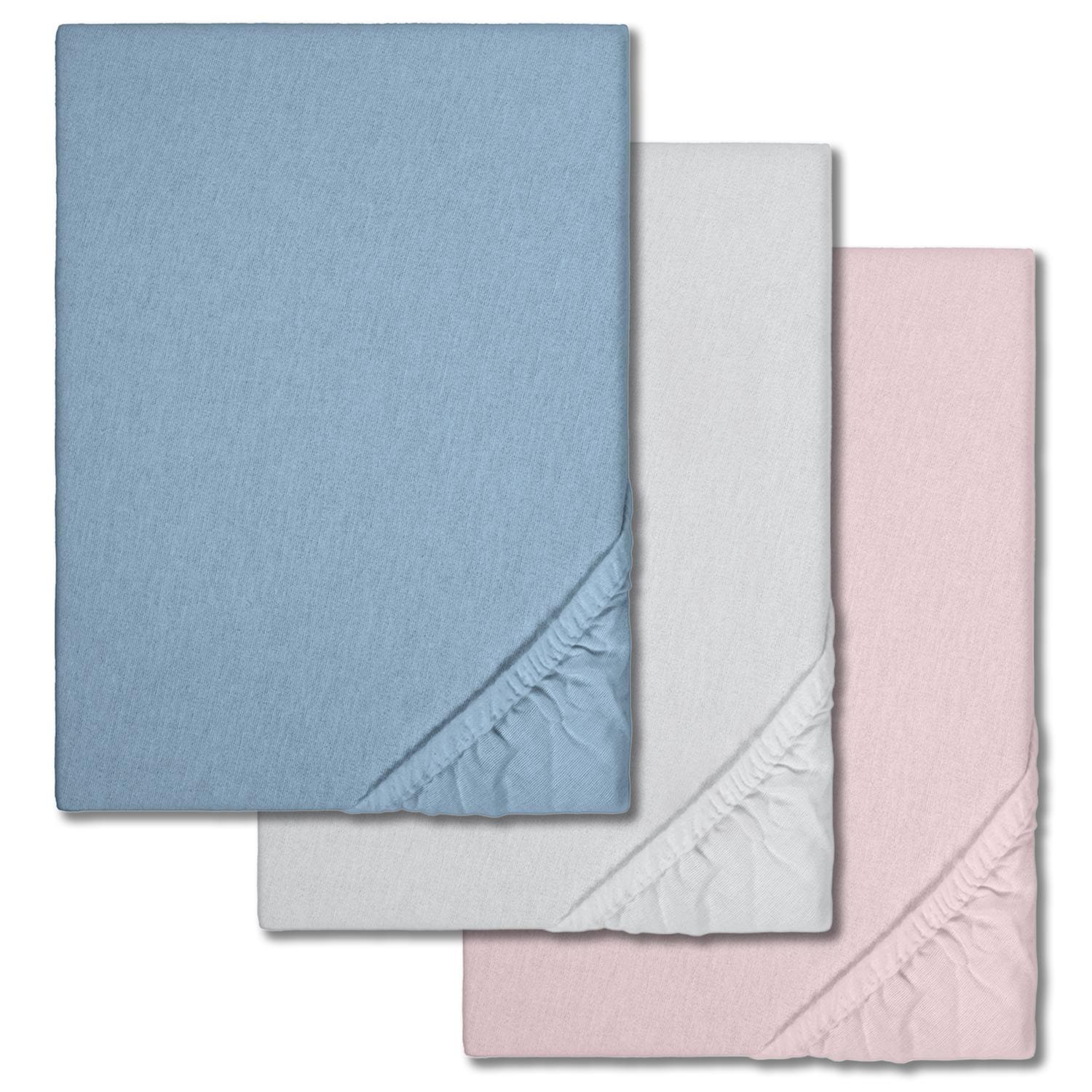 Economy pack 3 colors fitted sheet winter fleece 90 x 190 - 100 x 200 cm (3 pieces)
