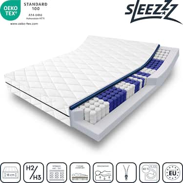7zónová taštičková matrace Sleezzz Superior 120 x 200 cm, výška 18 cm, stupeň tuhosti H3
