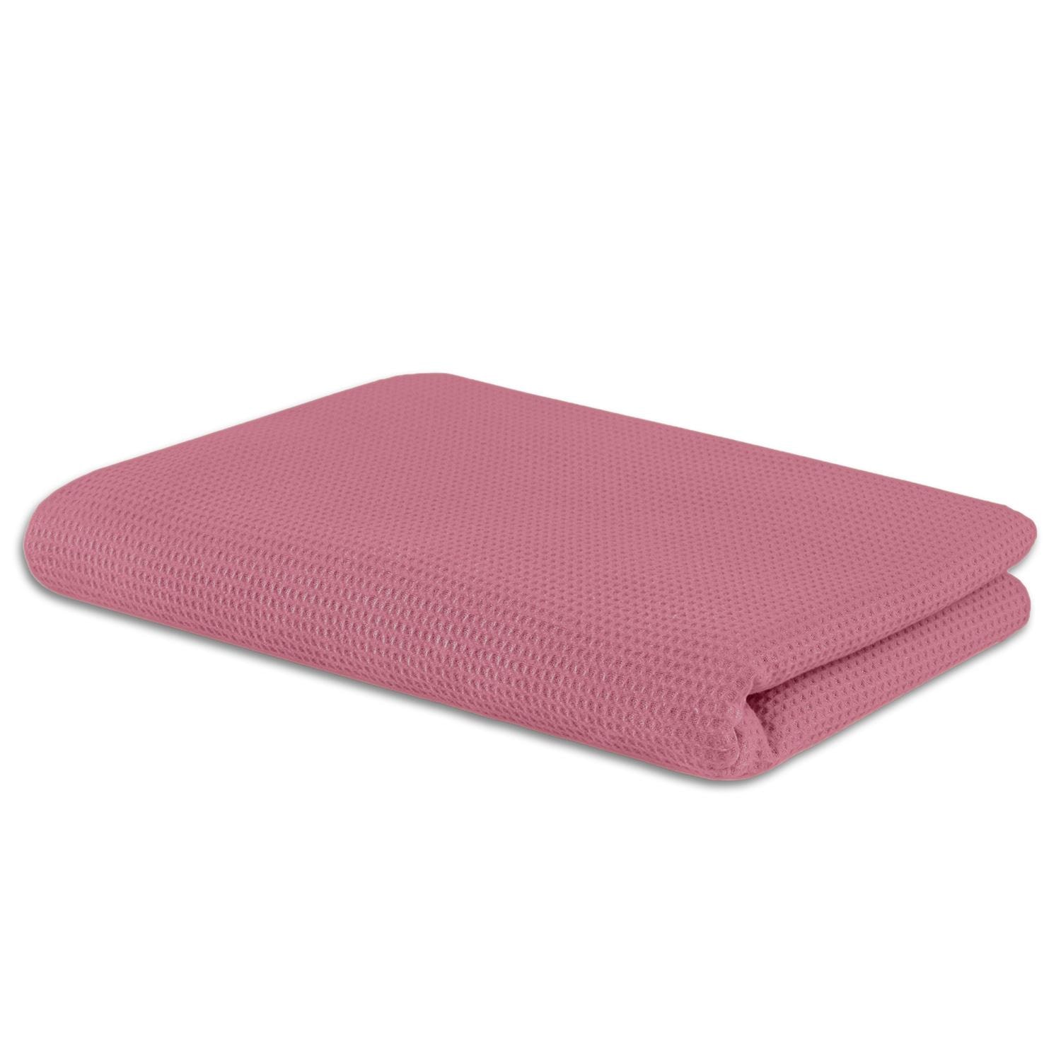 Manta piqué gofre algodón rosa 75 x 120 cm
