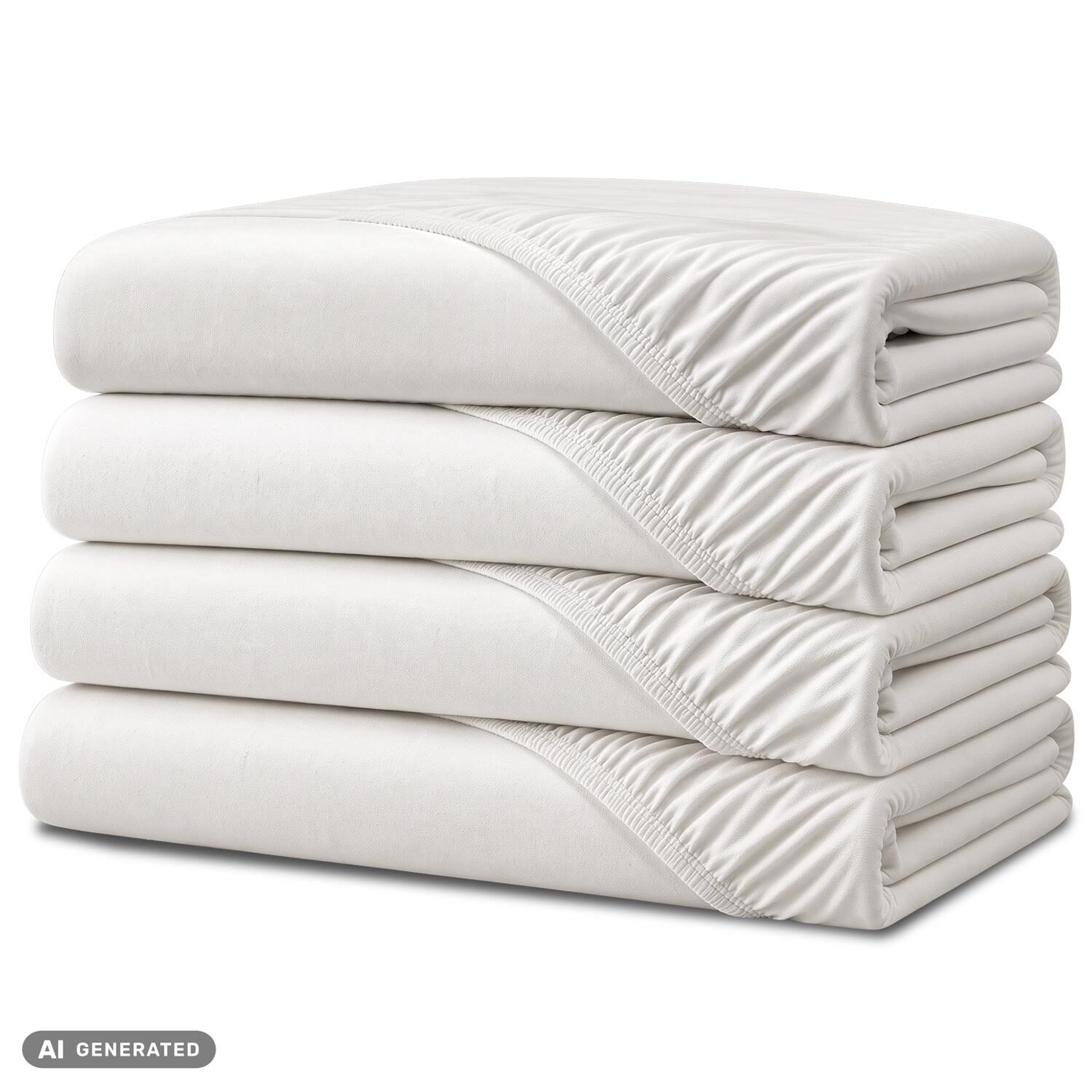 Juego de 4 sábanas bajeras CloudComfort Basic blancas 90 x 190 - 100 x 200 cm