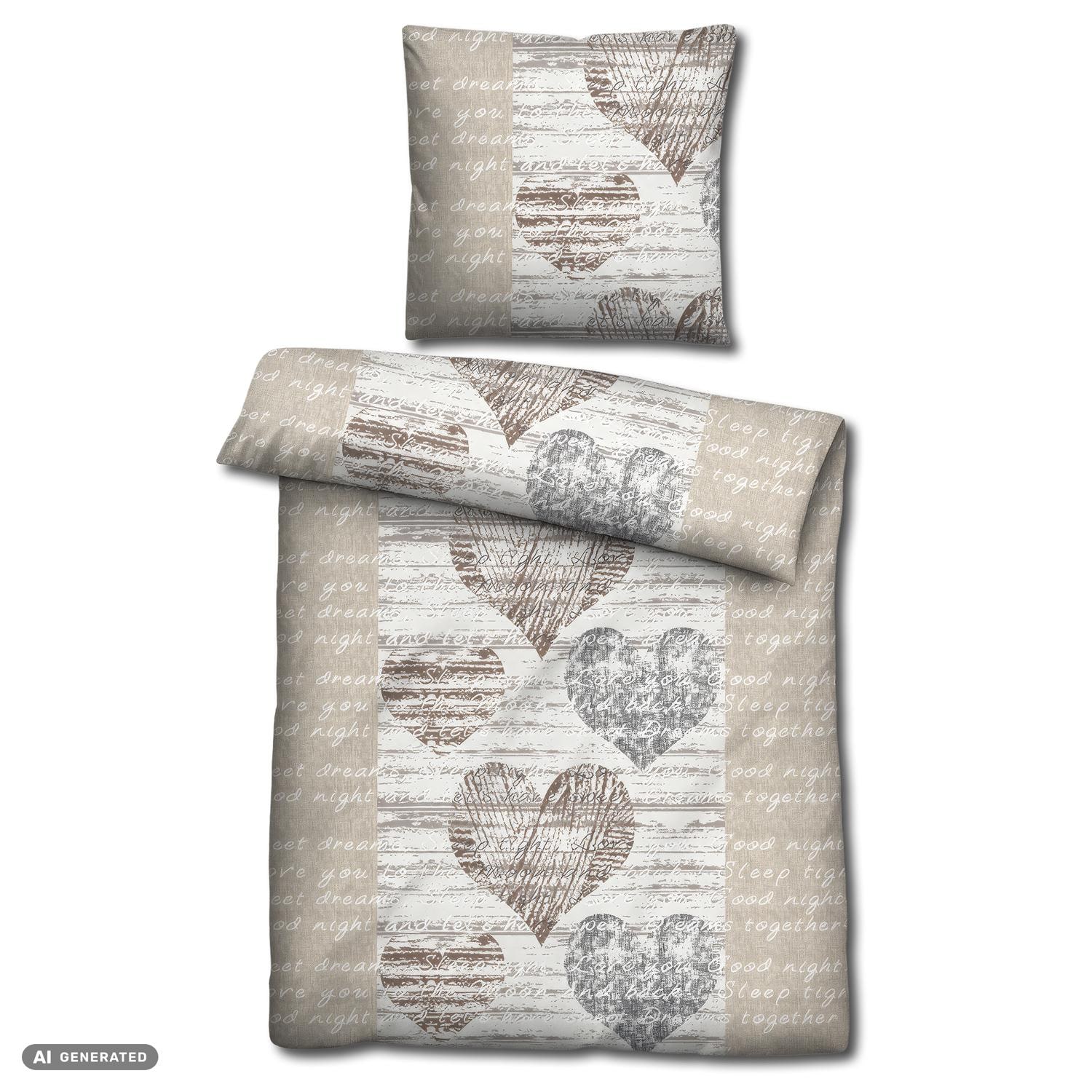 Juego de cama de microfibra CloudComfort Basic con motivos de corazones, 135 x 200 + 80 x 80 cm
