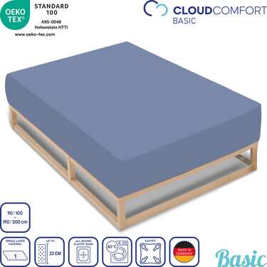 Juego de 4 sábanas bajeras CloudComfort Basic jersey stretch azul 120 x 200 cm (4 piezas)
