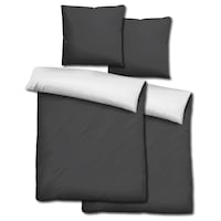 Double pack Sleezzz® Renforcé reversible bed linen dark gray/white 135 x 200 + 80 x 80 cm