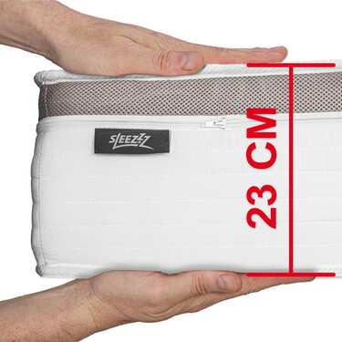 7 bölgeli ergonomik pocket yaylı yatak Sleezzz Diamond T1000 90 x 200 cm, yükseklik 23 cm, sertlik seviyesi H2/H3, 1000 yay/2m² + yatak pedi / mattress topper 90 x 200 cm