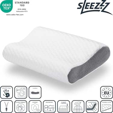 2 almohadas viscoelásticas para el cuello Sleezzz Premium, de 50 x 32 x 11 cm, con funda de doble capa agradable al tacto