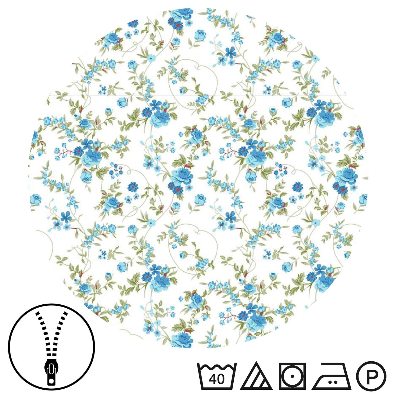 Double pack CloudComfort Basic microfiber bed linen blue flowers 135 x 200 + 80 x 80 cm