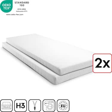 Komfortní pěnová matrace K10 100 x 200 cm, výška 10 cm, stupeň tuhosti H3, sada pro dvojčata