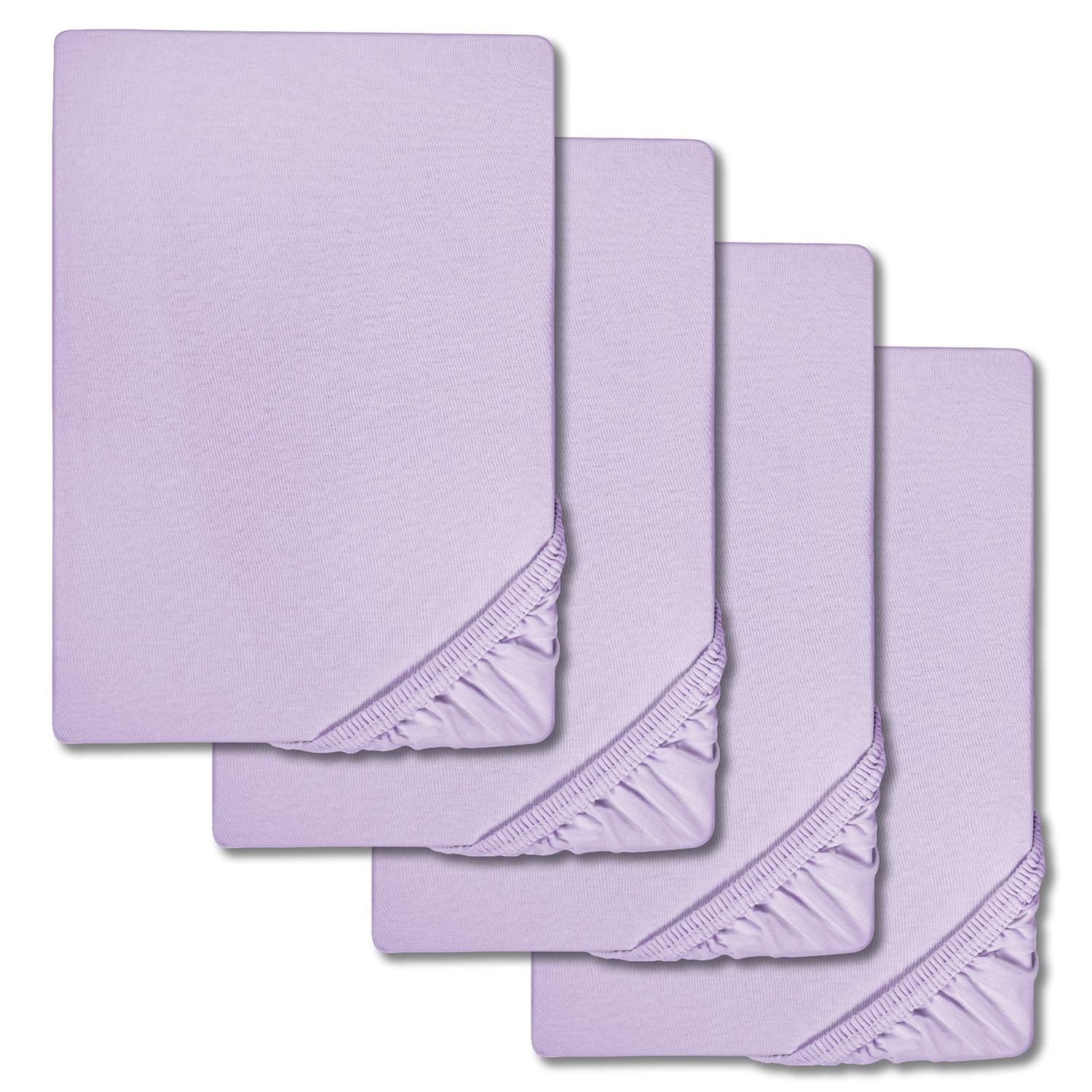 Sábana bajera microfibra interlock jersey lila 90 x 190 - 100 x 200 cm 180 x 200 - 200 x 200 cm en paquete de 4