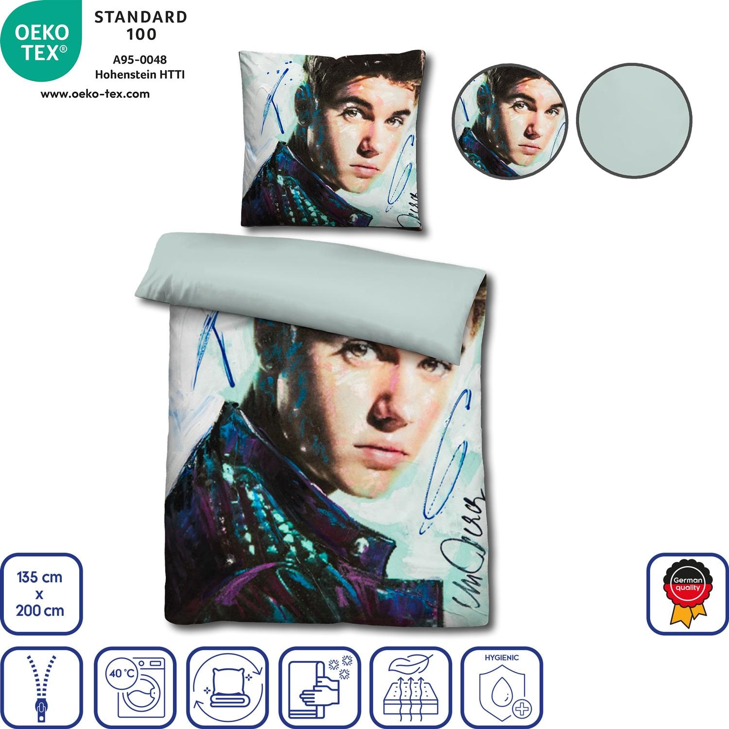 Features as icons – Castell microfiber reversible bed linen Justin Bieber by Sid Maurer 155 x 220 + 80 x 80 cm