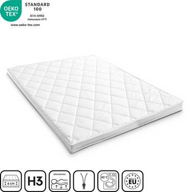 Topper de espuma de confort T6 160 x 200 cm, altura 6 cm, nivel de firmeza H3
