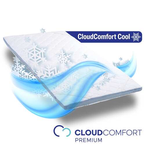 Koldskumstoppe CloudComfort Cool 140 x 200 cm H2/H3, højde 7 cm, fasthedsniveau H2/H3, 7-zonetoppe med sommer- og vinterside