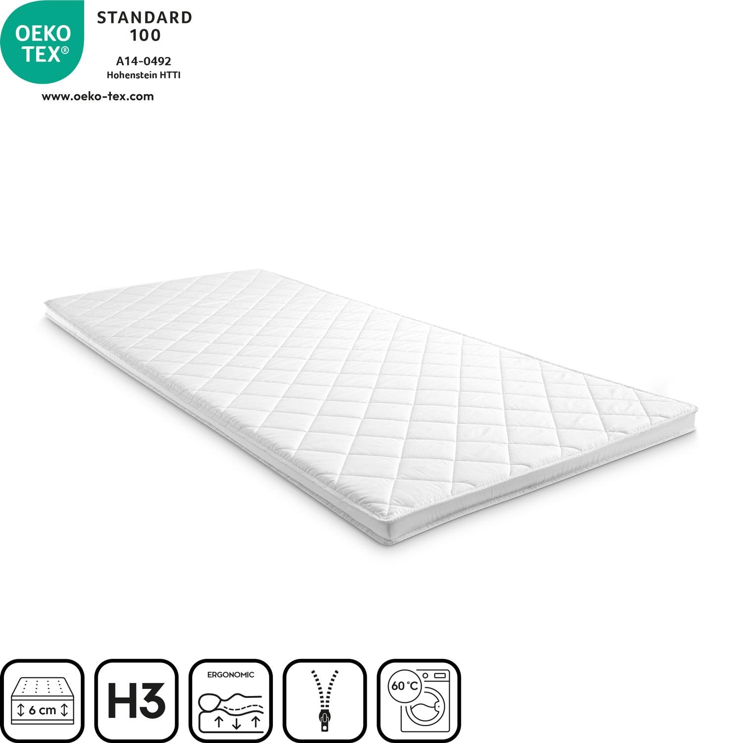 Comfort foam topper T6 80 x 200 cm, height 6 cm, firmness level H3