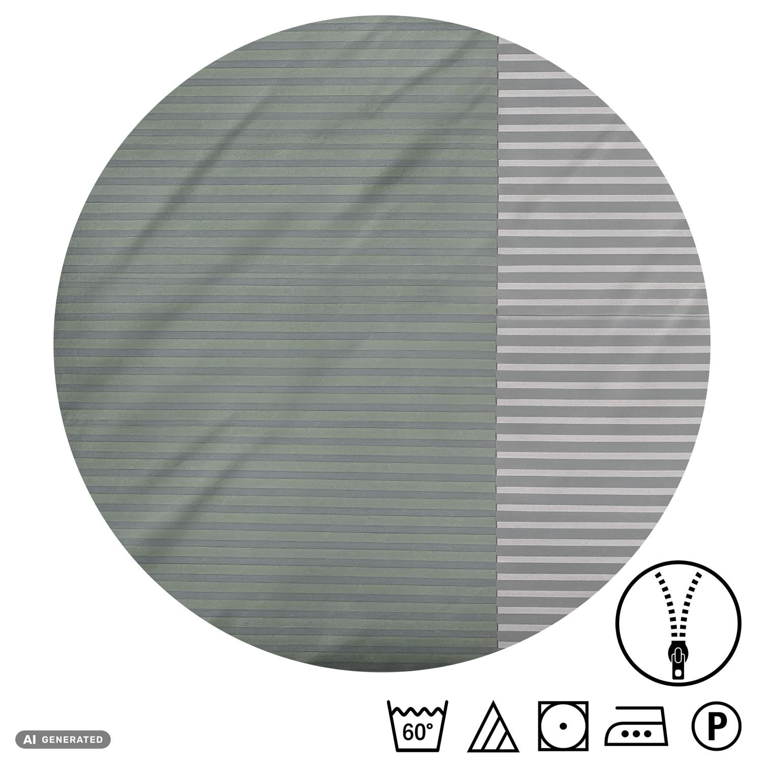 Juego de cama CloudComfort Renforcé, rayas grises y verdes, 135 x 200 + 80 x 80 cm