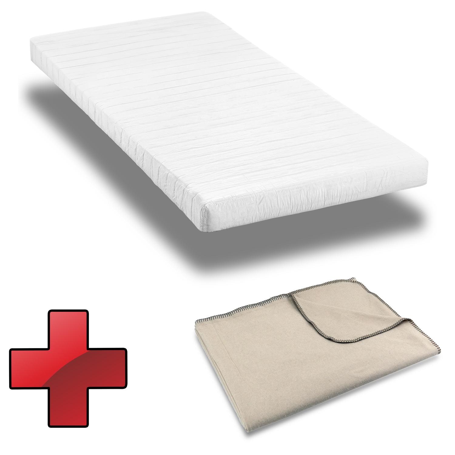 Comfort foam mattress K10 80 x 200 cm, height 10 cm, firmness level H3 + Sleezzz® Smart cuddly blanket 140 x 200 cm