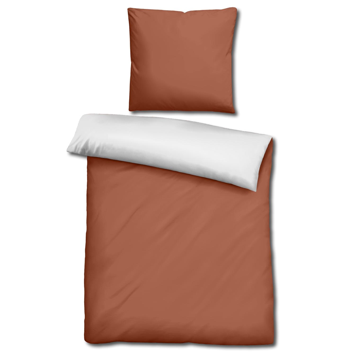 Sleezzz® Renforcé reversible bed linen brown/white 135 x 200 + 80 x 80 cm