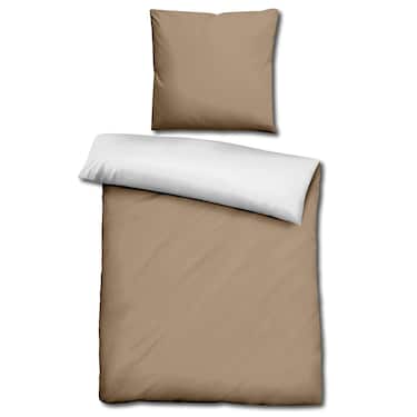 Double pack Sleezzz® Renforcé reversible bed linen mocha/white 135 x 200 + 80 x 80 cm