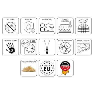 Rulou pentru genunchi și gât Visco Aloe Vera cu spumă cu memorie 40 x 15 cm