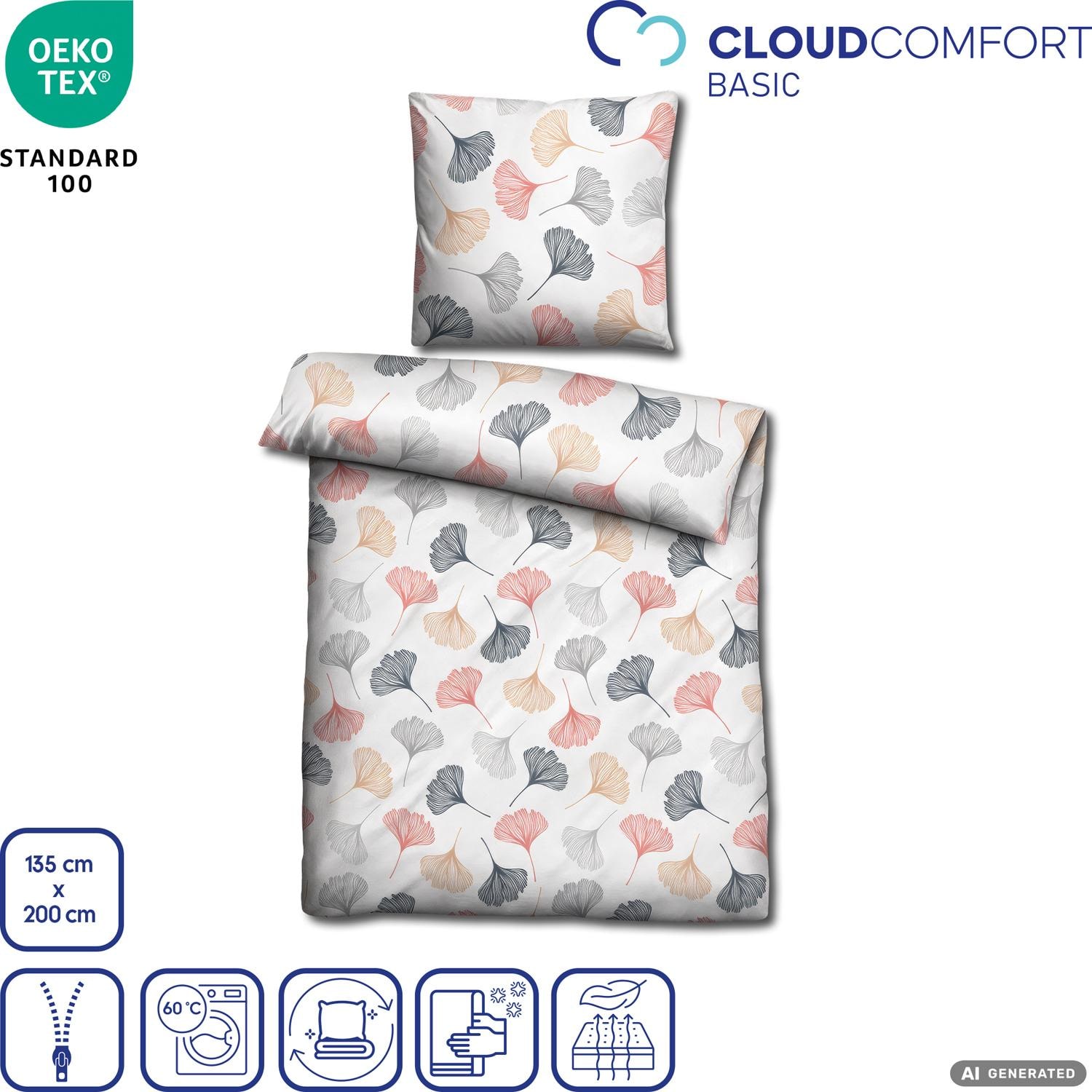 Juego de cama CloudComfort Renforcé con motivos florales, 135 x 200 + 80 x 80 cm