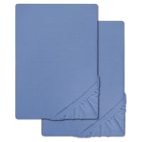 Embalagem dupla de lençóis de algodão elástico CloudComfort Basic azul 140 x 190 - 160 x 200 cm (2 peças)
