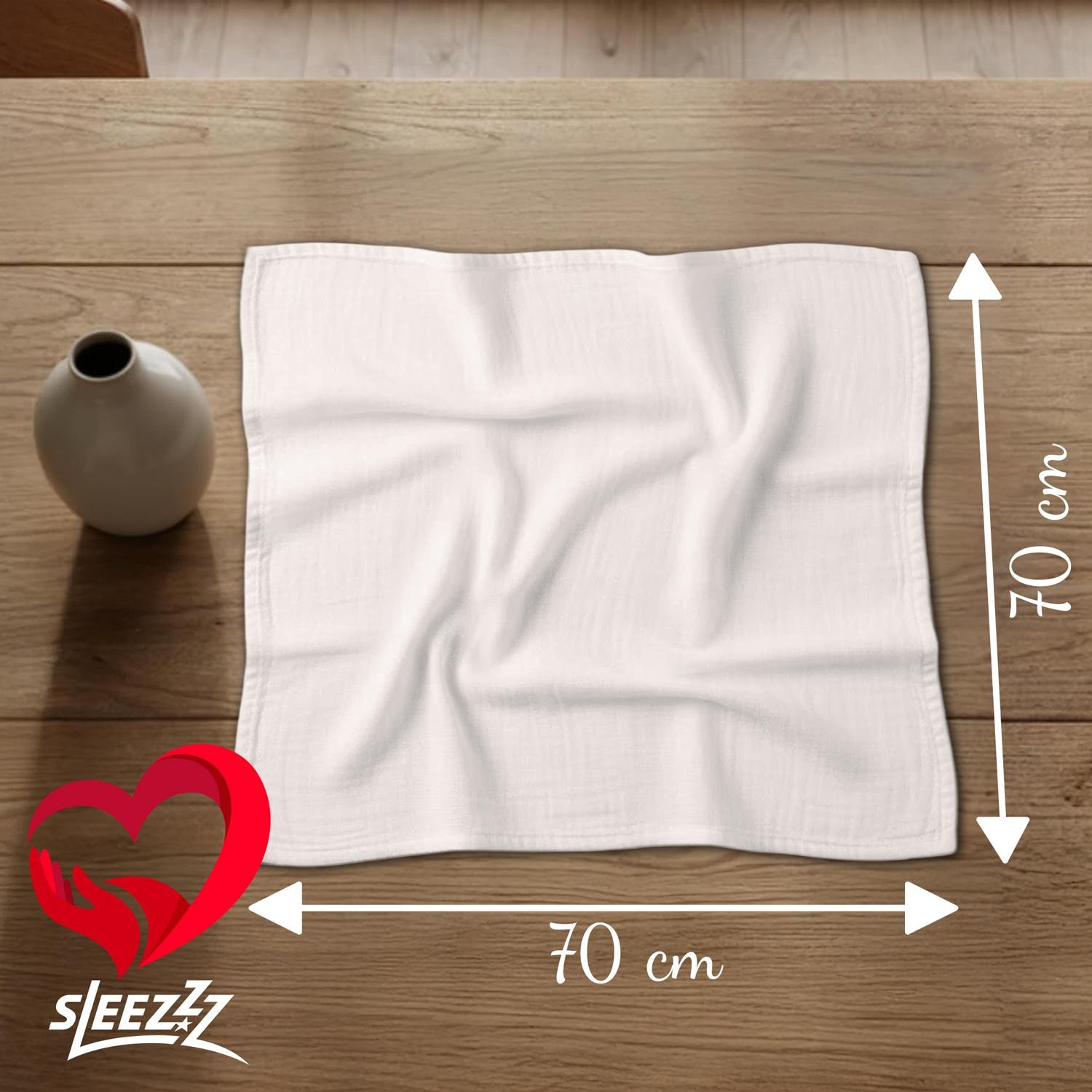 Pañales de gasa blancos de 70 x 70 cm, en paquete de 10 unidades, 100 % algodón