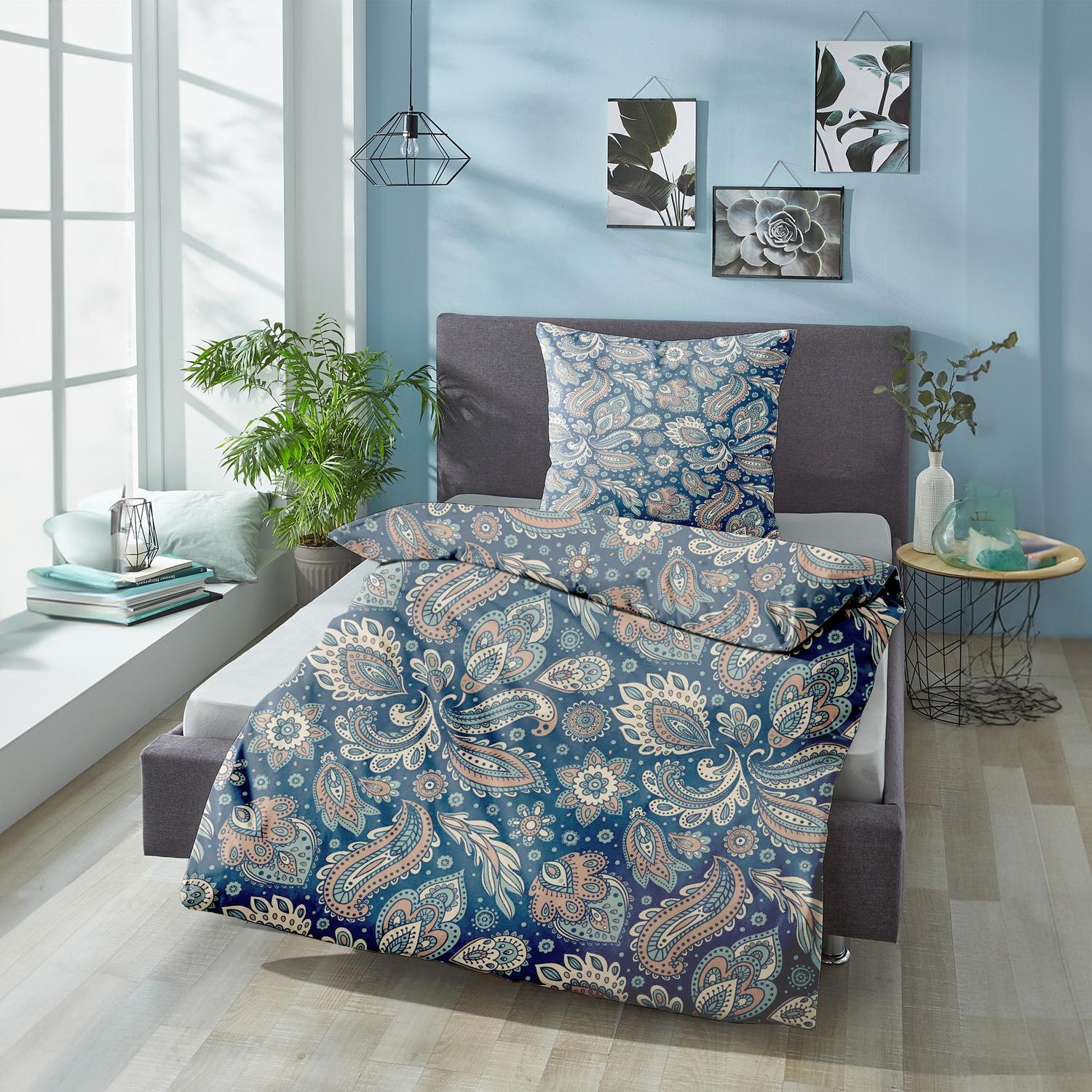Double pack CloudComfort Basic microfiber bed linen paisley 135 x 200 + 80 x 80 cm