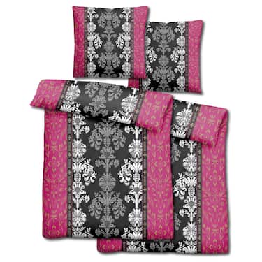 Paquete doble de ropa de cama de microfibra CloudComfort Basic negro/rosa 135 x 200 + 80 x 80 cm