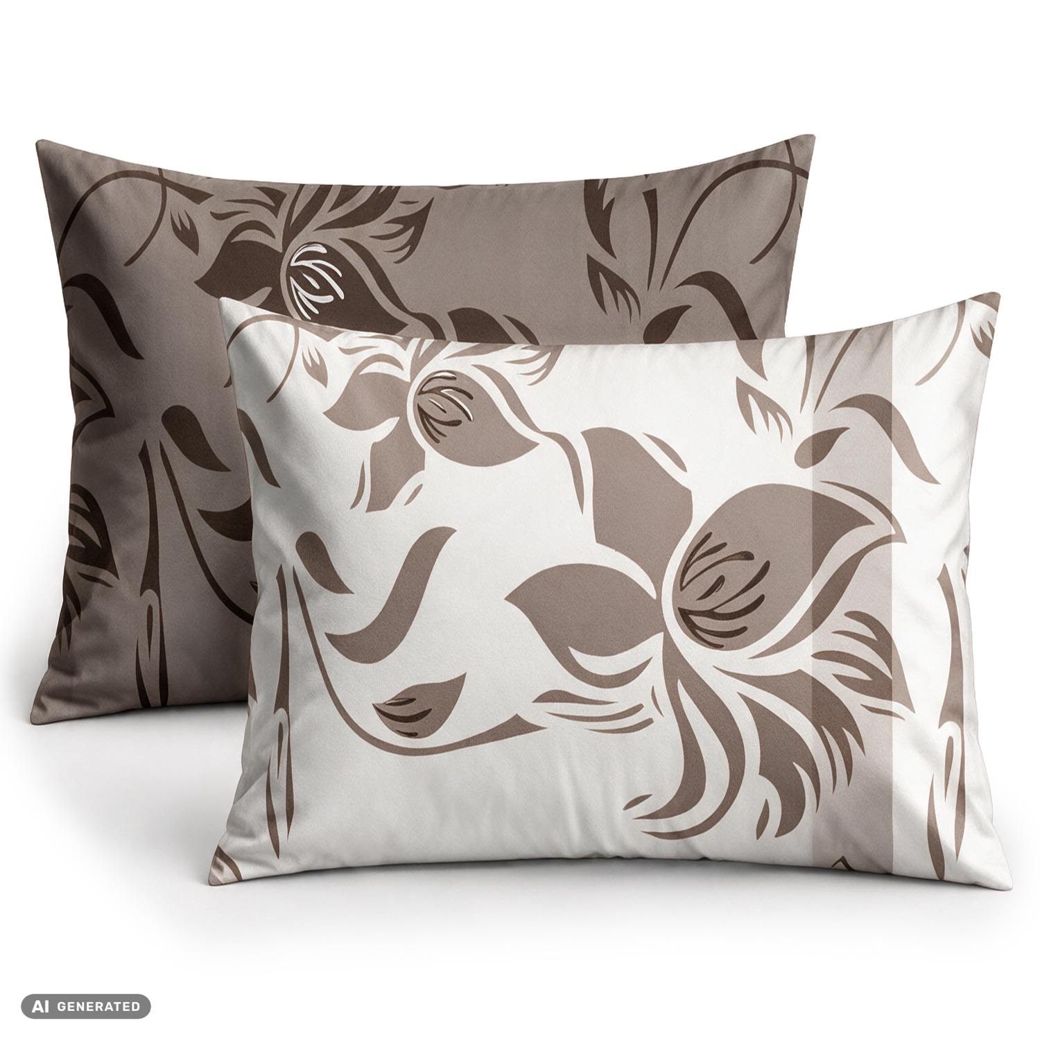 Funda de almohada de algodón CloudComfort Basic, color topo/blanco, juego de 2 unidades, 70 x 90 cm