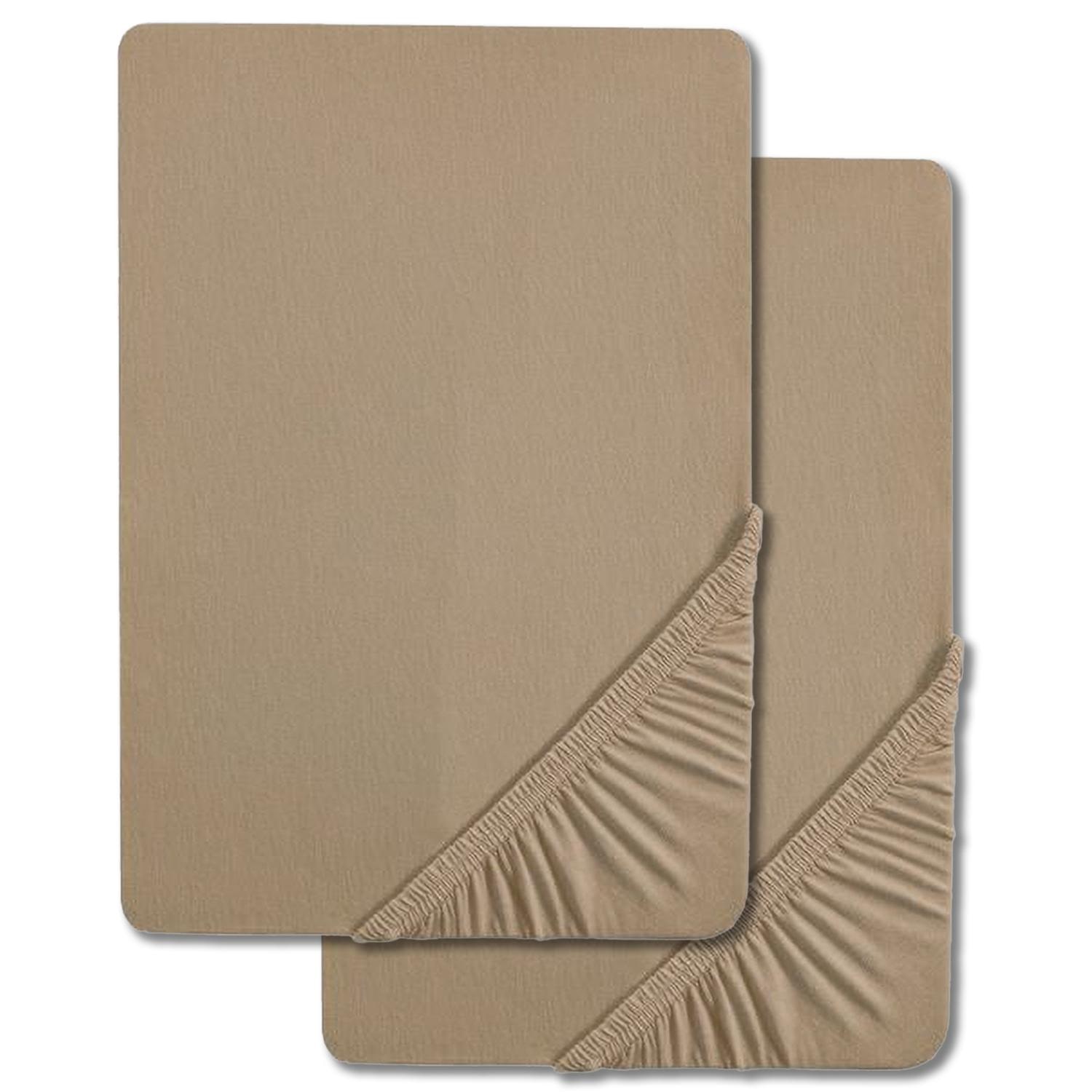 Lote de dos sábanas bajeras elásticas CloudComfort Basic, color taupe, 120 x 200 cm
