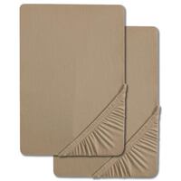 Lote de dos sábanas bajeras CloudComfort Basic de jersey elástico, color topo, 120 x 200 cm (2 unidades)