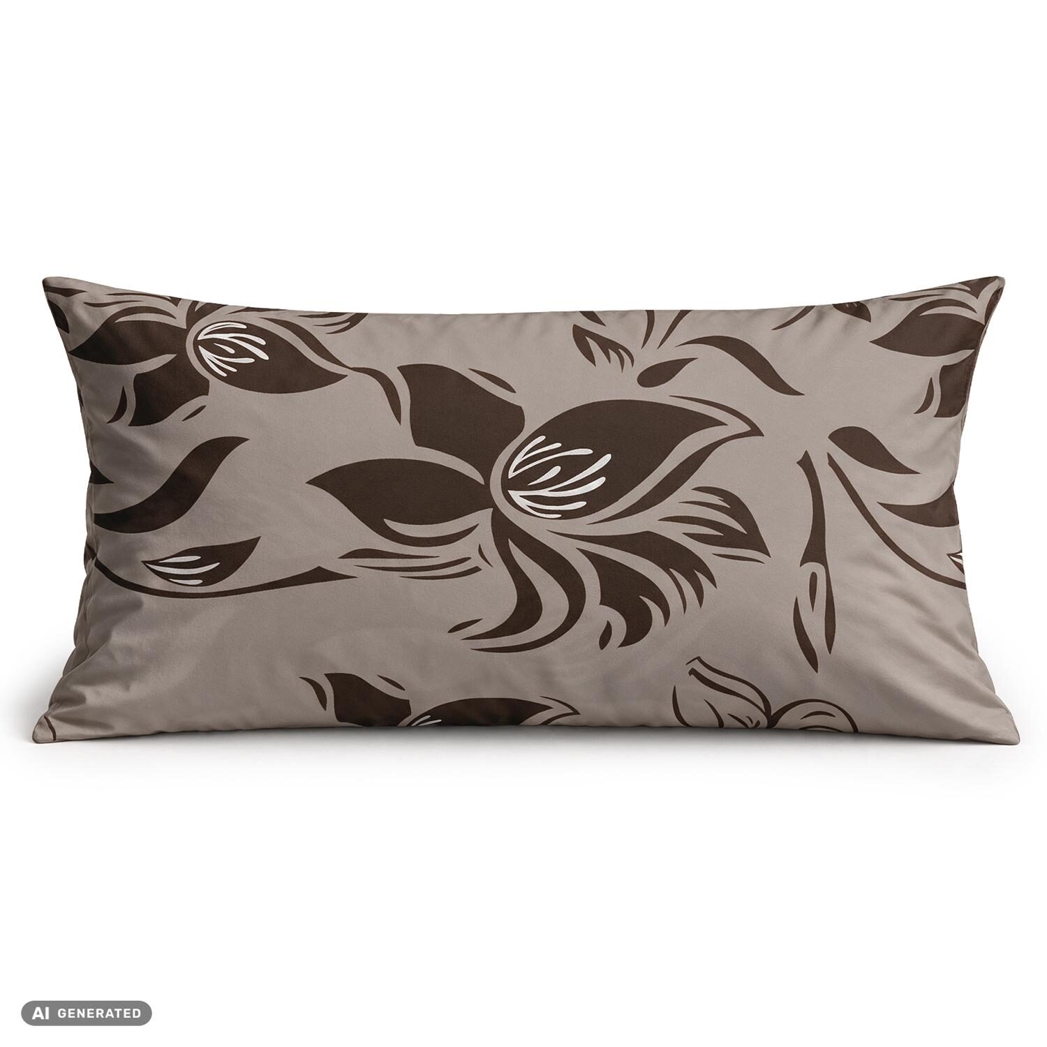 Funda de almohada de algodón CloudComfort Basic, color topo/blanco, juego de 2 unidades, 40 x 80 cm