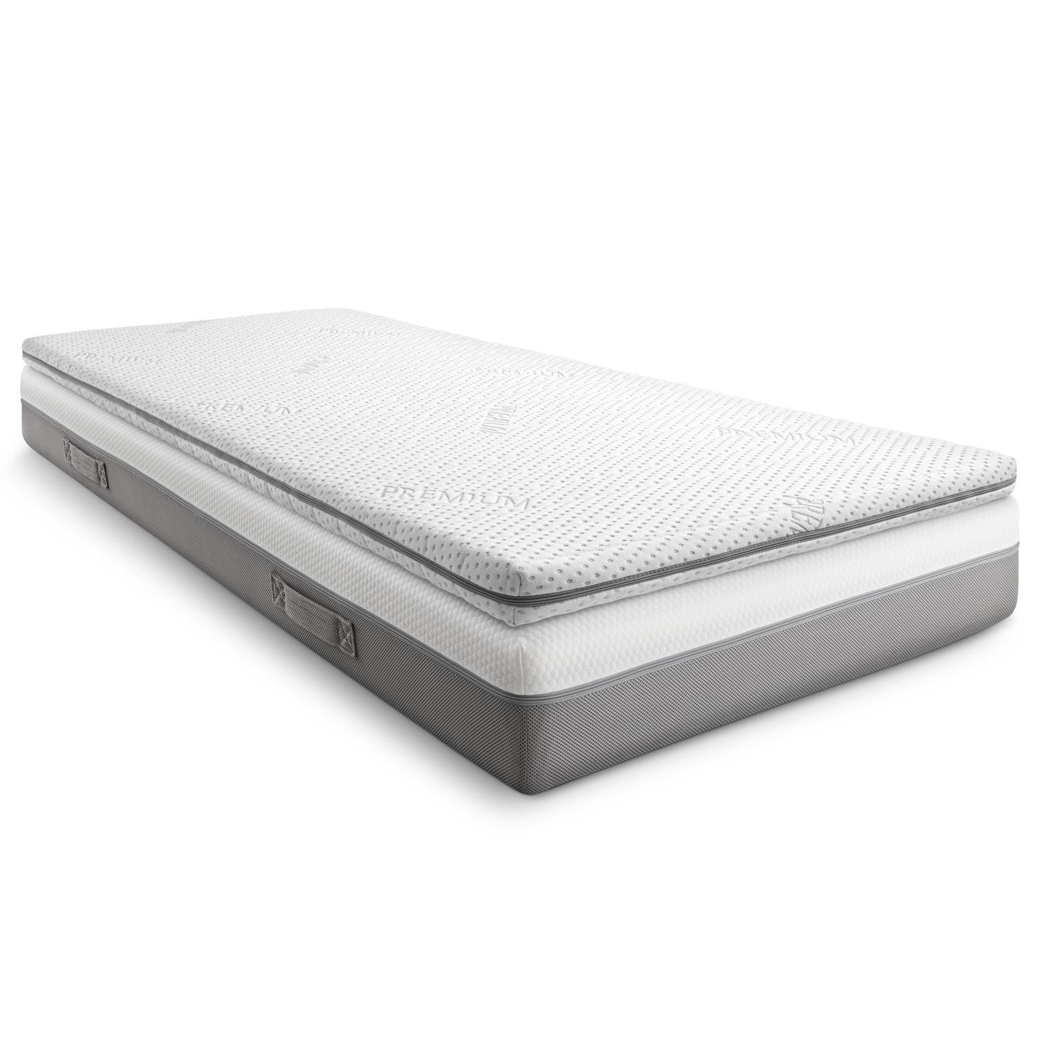Topper de espuma fría Supportho Premium Topper 80 x 200 cm H3, altura 8 cm, grado de firmeza H3 con funda antibacteriana