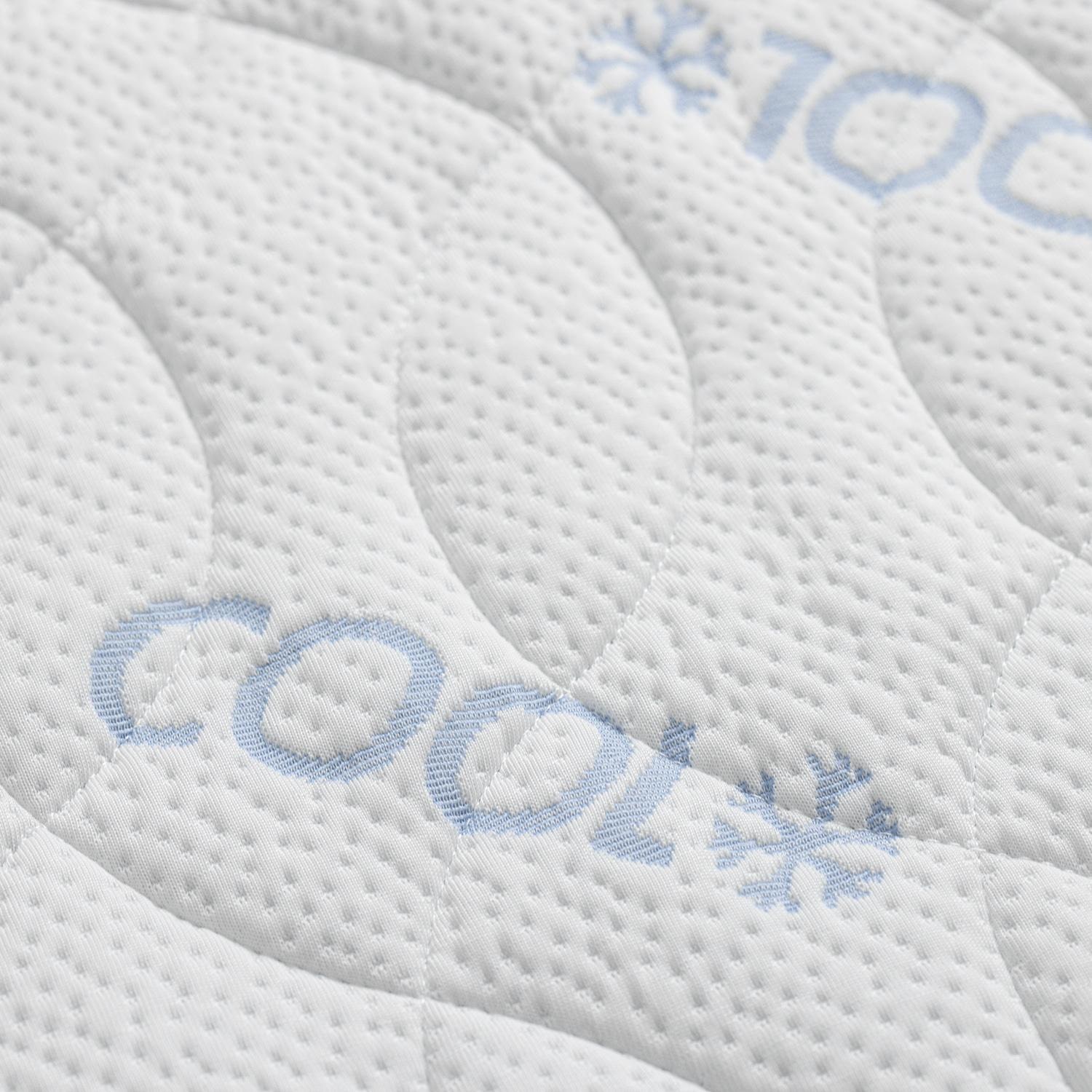 La funda en detalle – CloudComfort Cool Topper 160 x 200 cm H2/H3 + Almohada de apoyo cervical Sleezzz® Cool de espuma de gel con contorno
