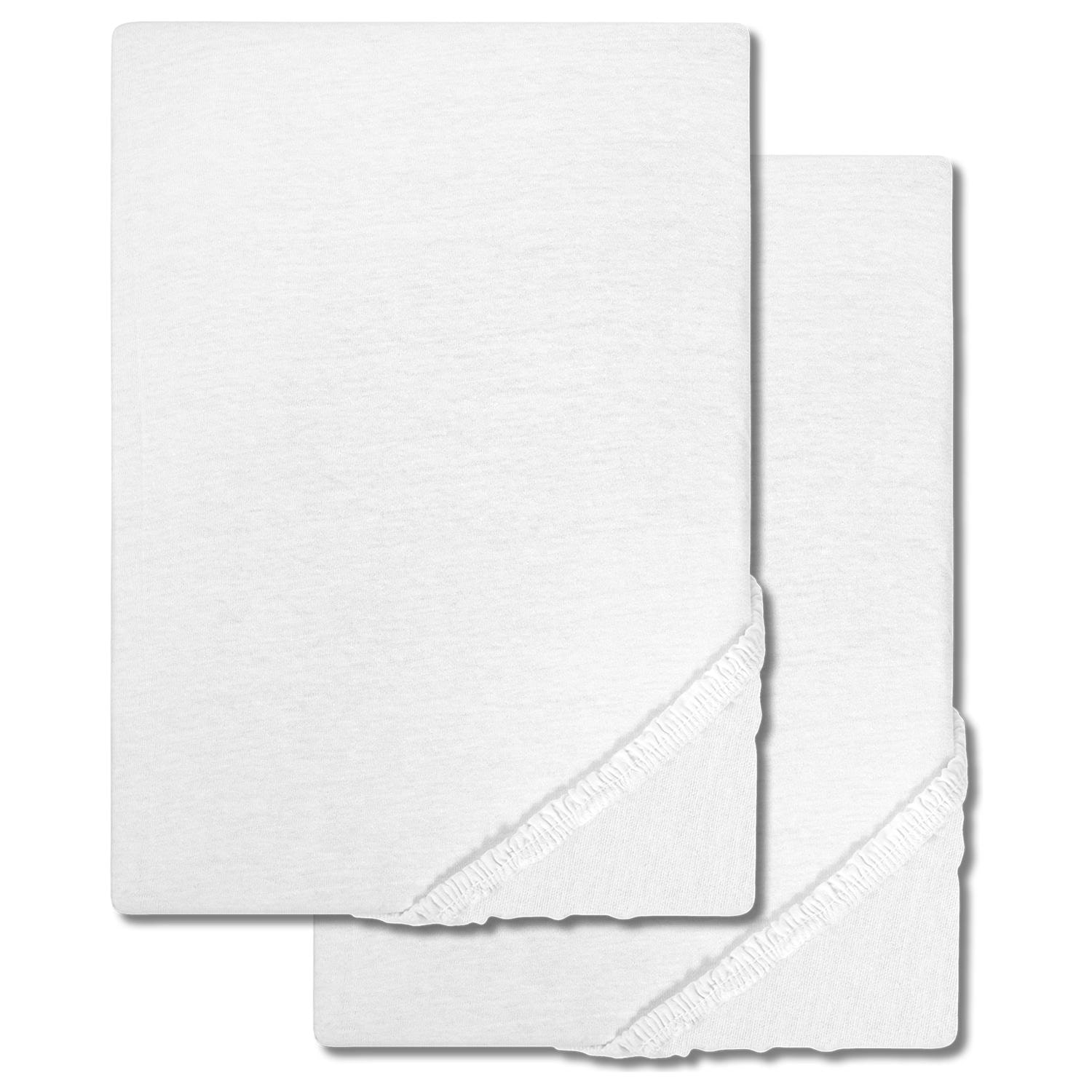 Double pack of CloudComfort Basic fitted sheets white 140 x 190 - 160 x 200 cm