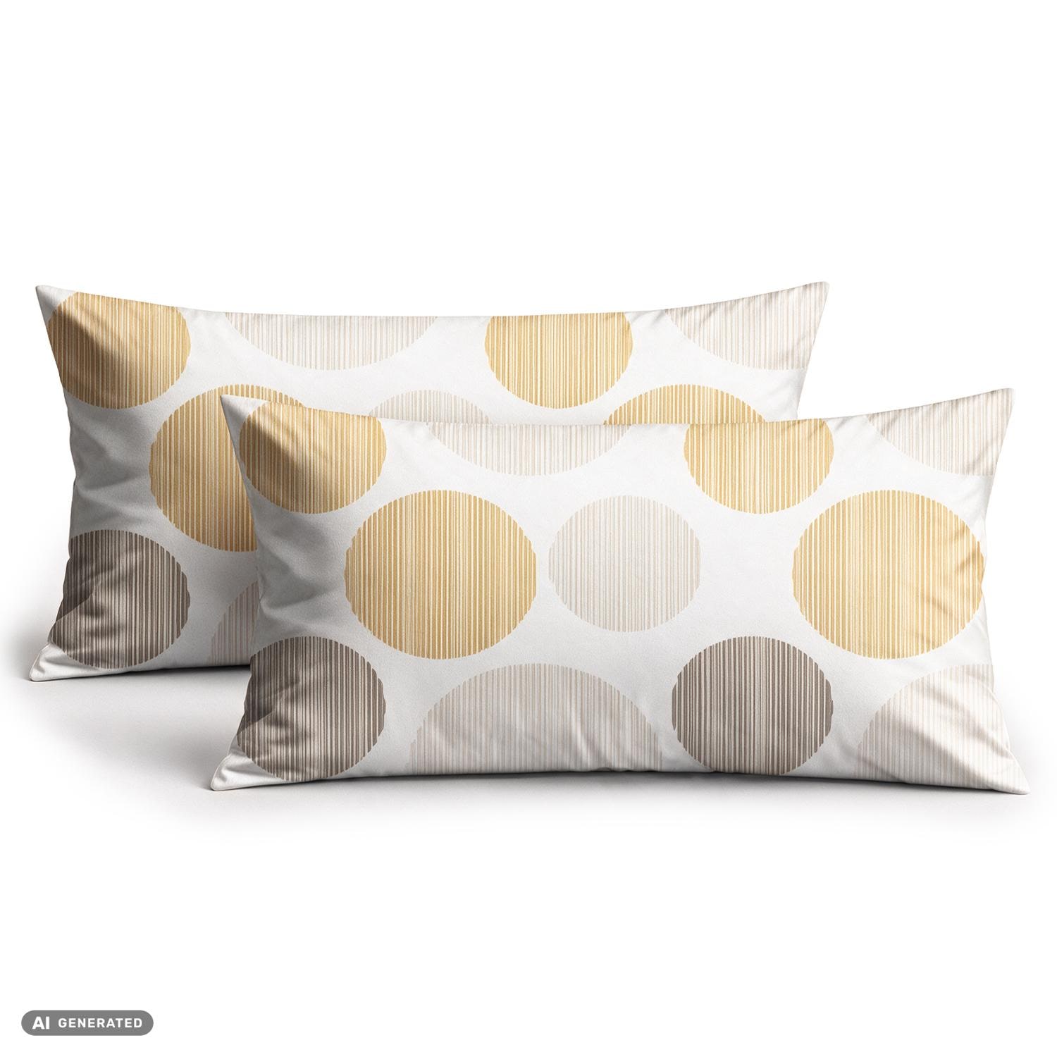 CloudComfort Basic: juego de 2 fundas de almohada de algodón con diseño de círculos, 40 x 80 cm