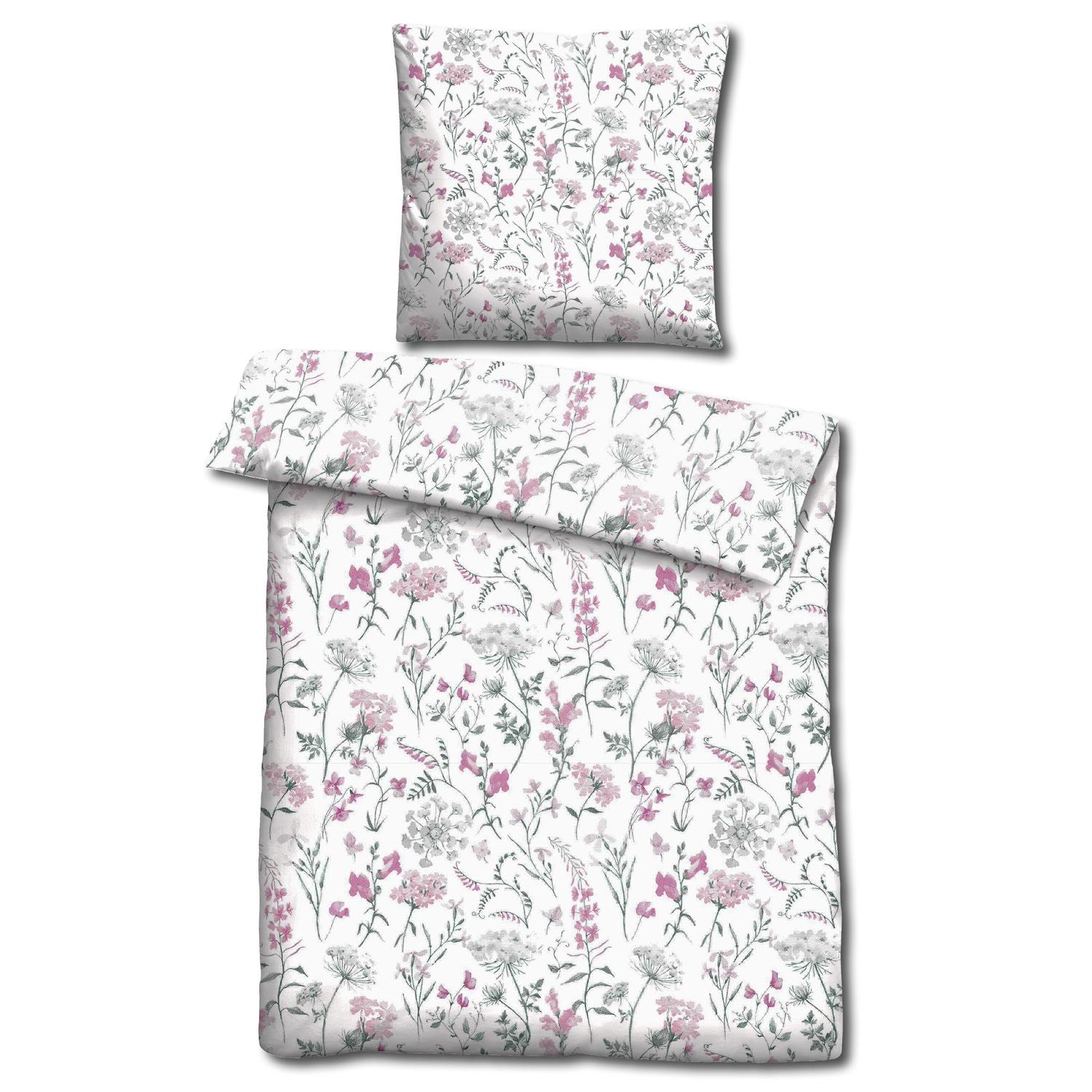Double pack CloudComfort Basic microfiber bed linen summer flowers 135 x 200 + 80 x 80 cm