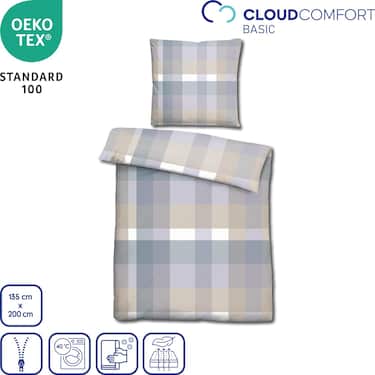 CloudComfort Basic biancheria da letto in microfibra a quadri 135 x 200 + 80 x 80 cm