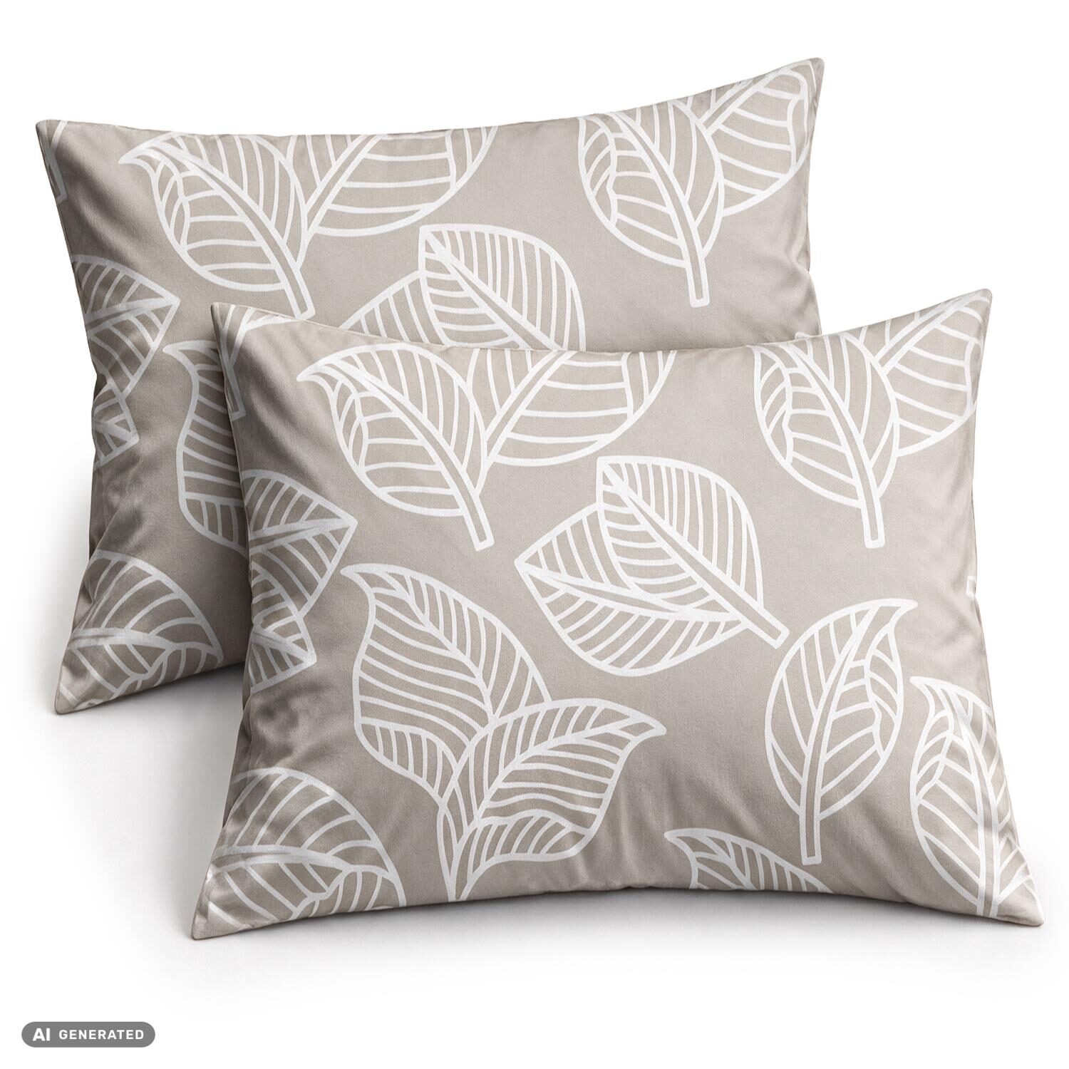 Juego de 2 fundas de almohada de algodón CloudComfort Basic, color topo, 70 x 90 cm