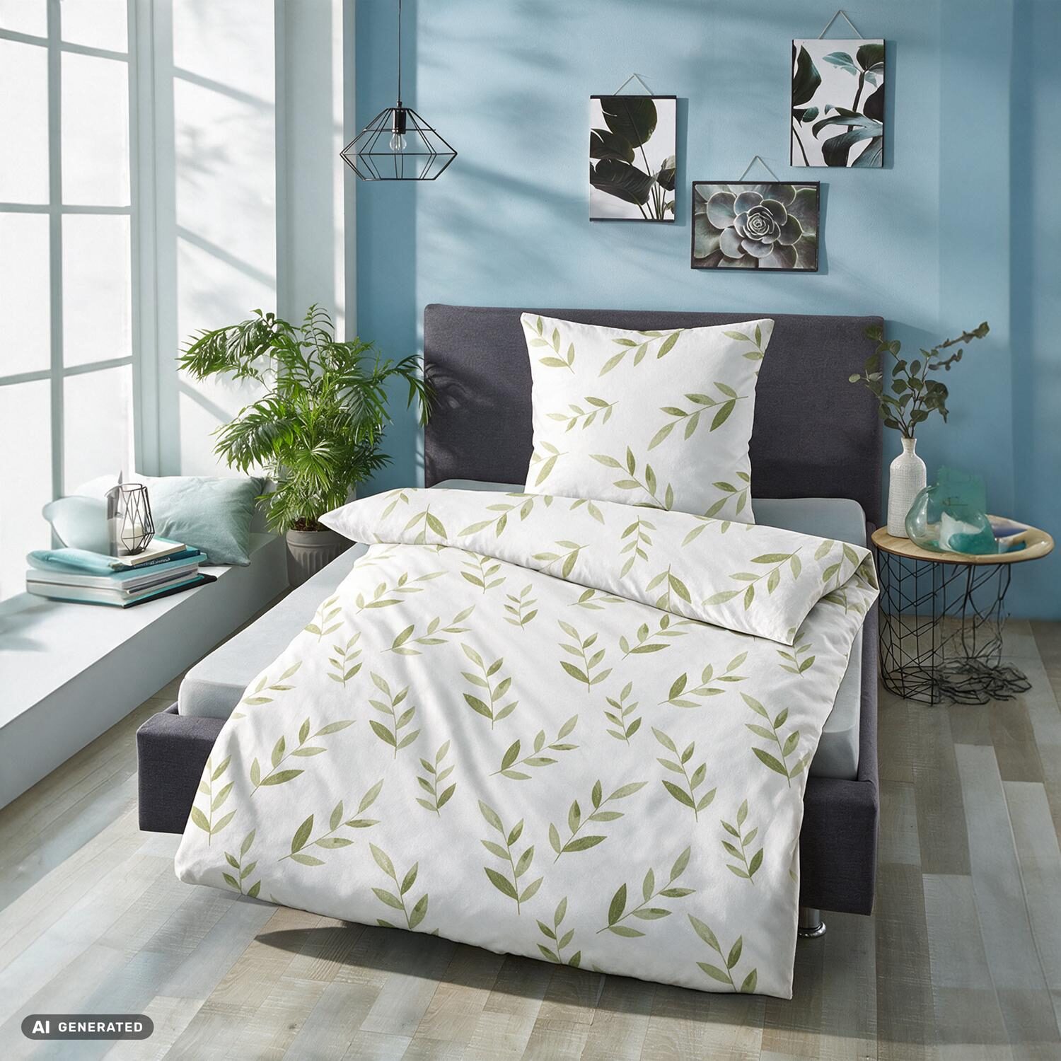 Juego de dos piezas de ropa de cama CloudComfort Renforcé, verde, 135 x 200 + 80 x 80 cm