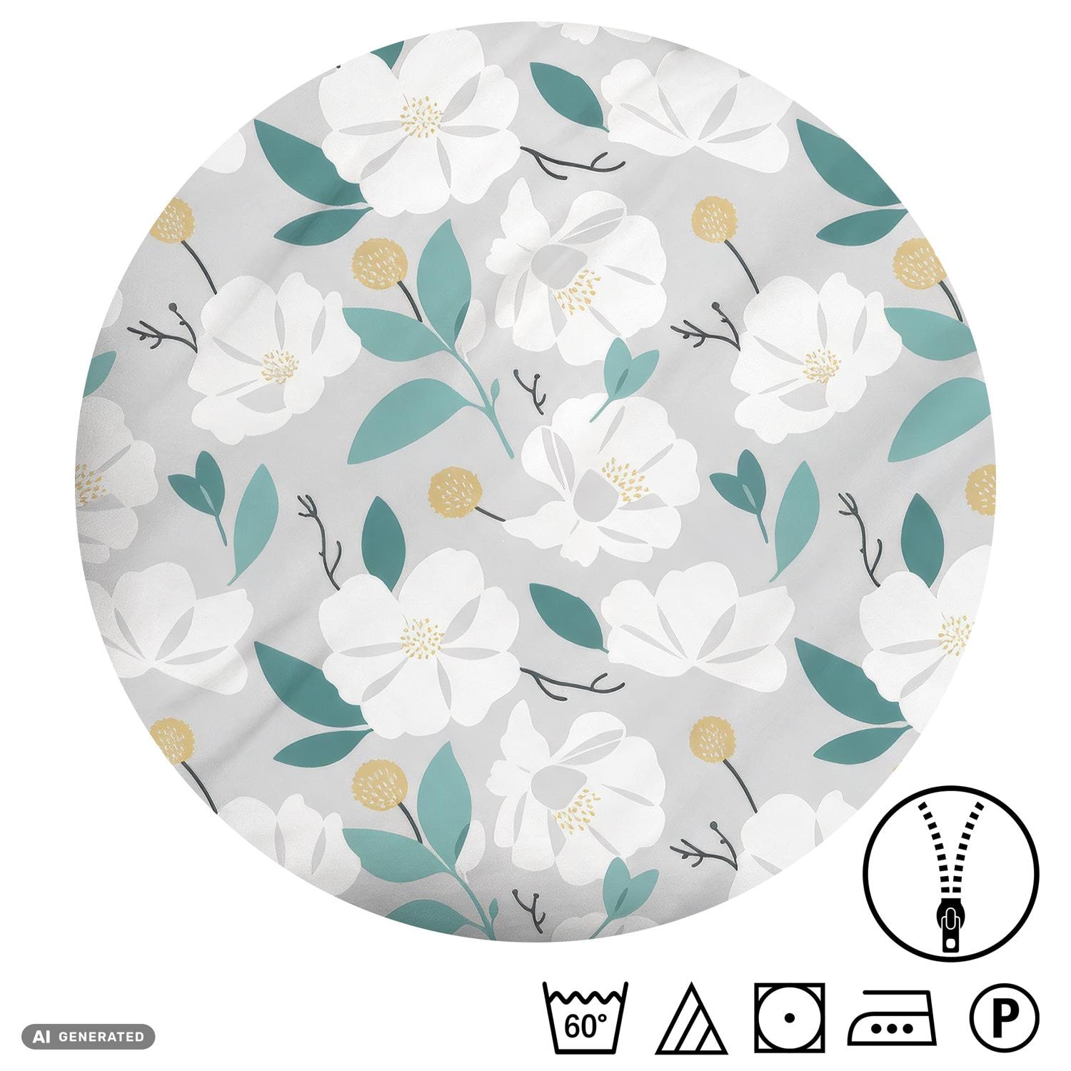 Juego de cama CloudComfort Renforcé con estampado de flores blancas, 135 x 200 + 80 x 80 cm