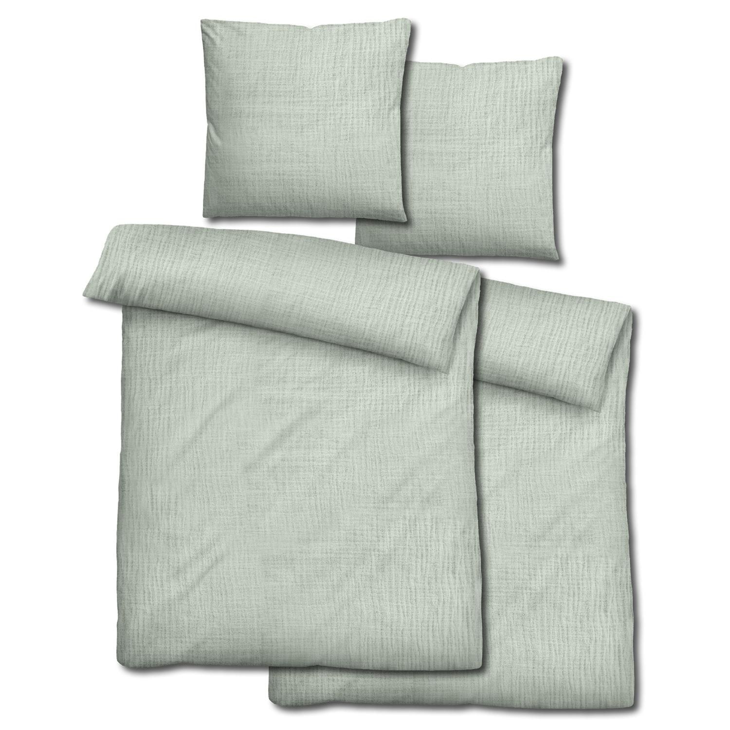 Lote de dos piezas de ropa de cama de muselina Sleezzz® verde, 155 x 220 cm + 80 x 80 cm