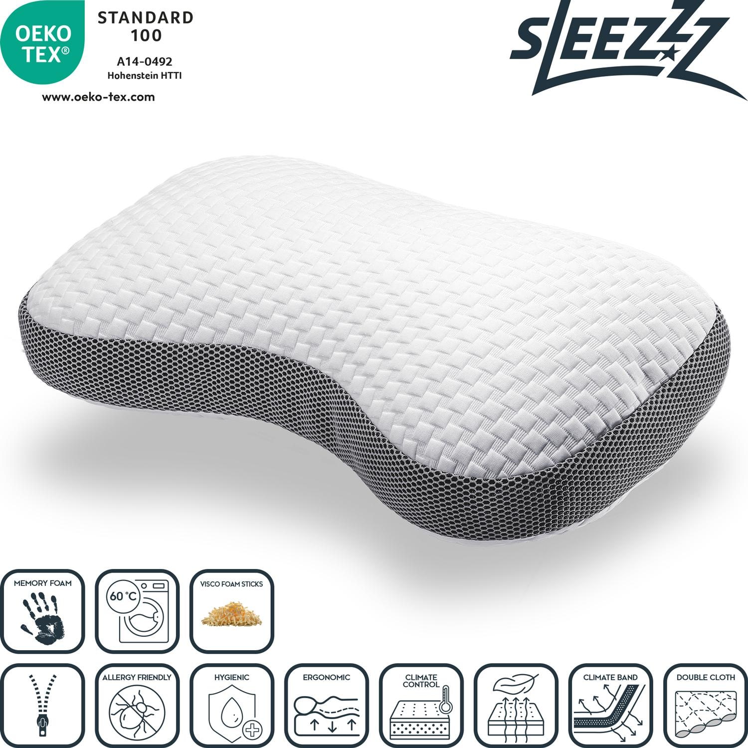 Sleezzz premium viscoelastic contour cushion butterfly 36 x 60 cm with skin-friendly double cloth cover