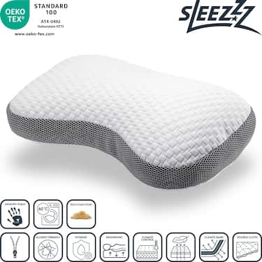 Sleezzz Premium вискоеластична възглавница с контур „Пеперуда“ 36 x 60 см с приятен за кожата калъф от двойна тъкан