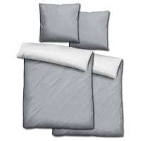 Double pack Sleezzz® Renforcé reversible bed linen light gray/white 135 x 200 + 80 x 80 cm