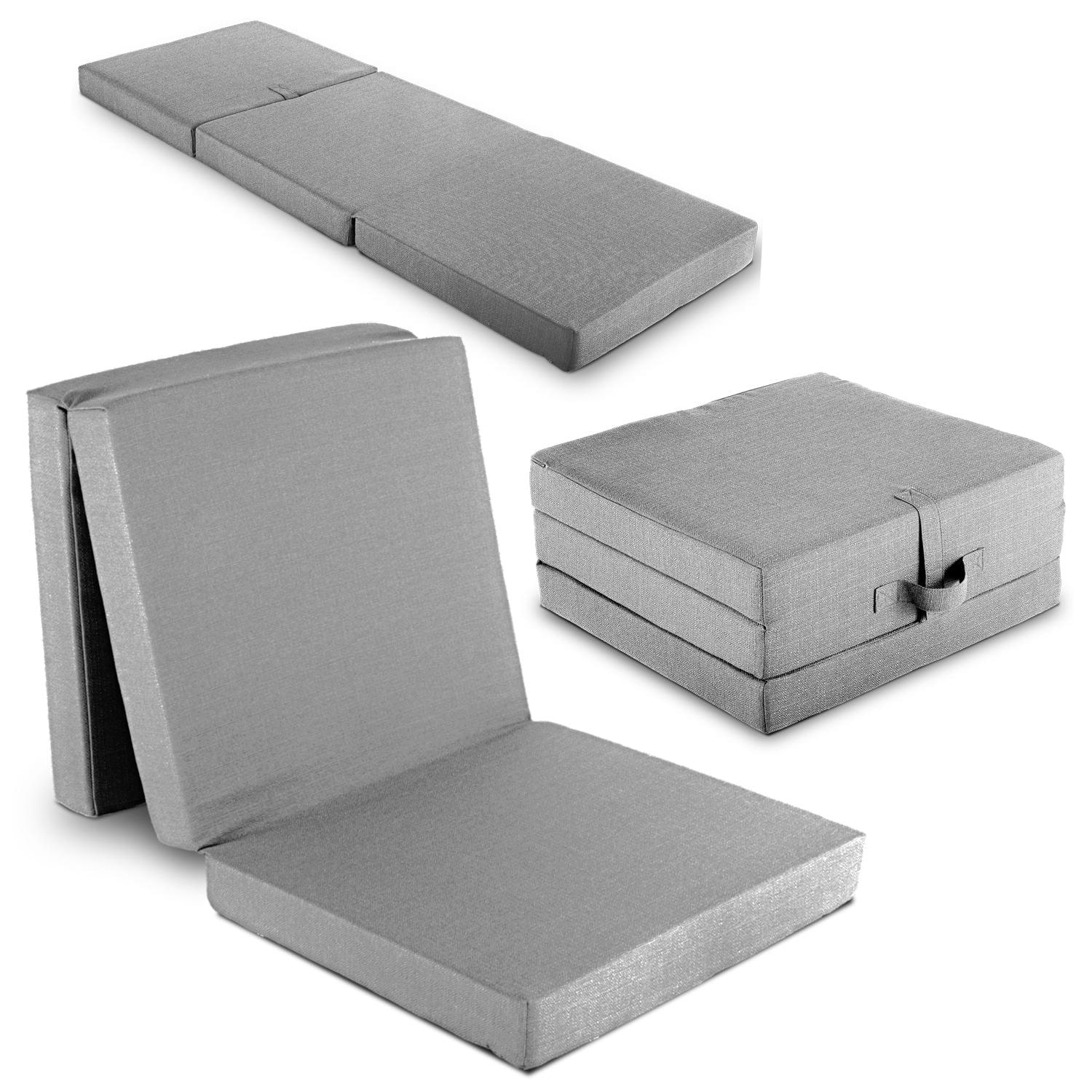 Colchón plegable CloudComfort Premium, 70 x 195 cm, color plata, 10 cm de grosor, tapizado con tela de tapicería