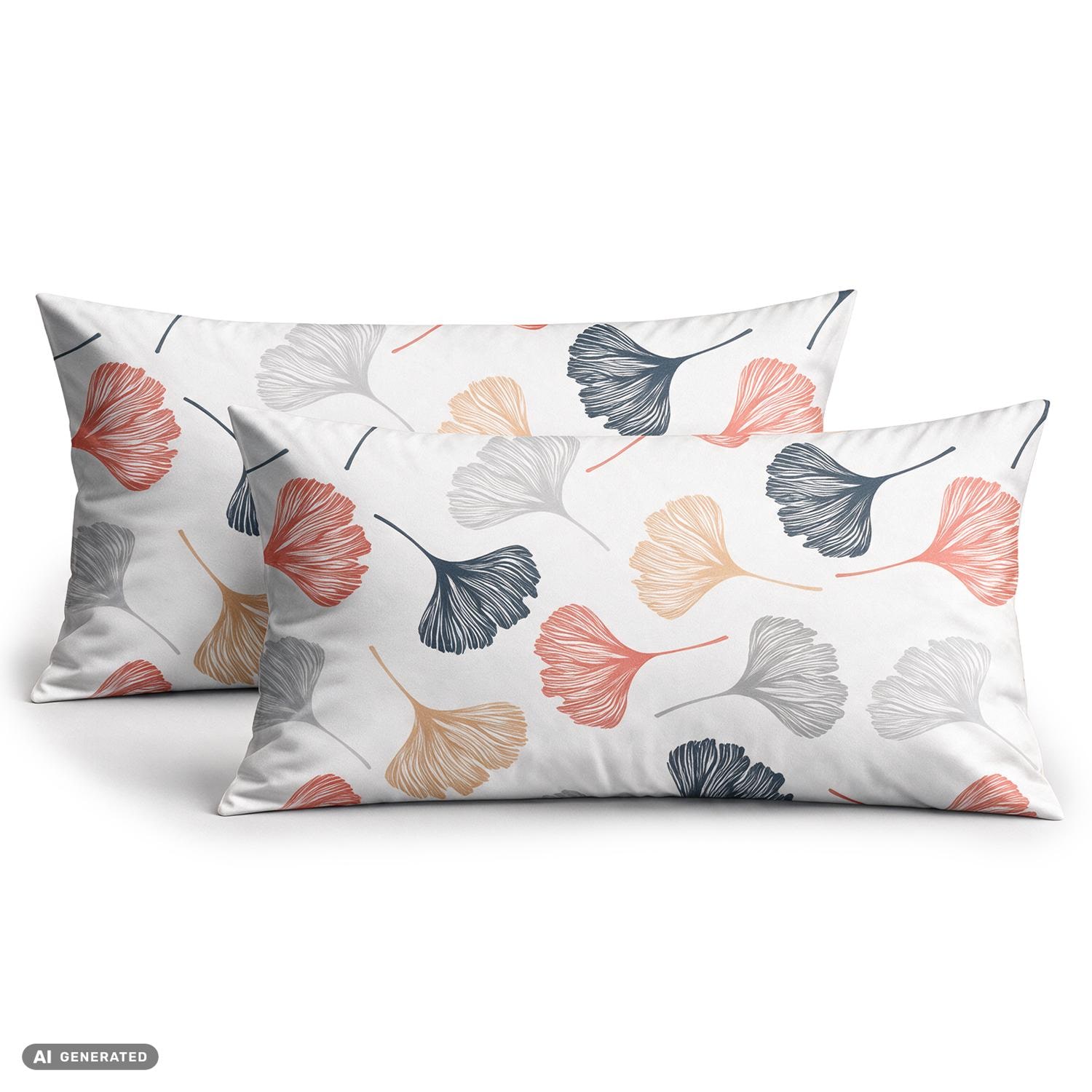 Juego de 2 fundas de almohada de algodón CloudComfort Basic con estampado de flores, 40 x 80 cm