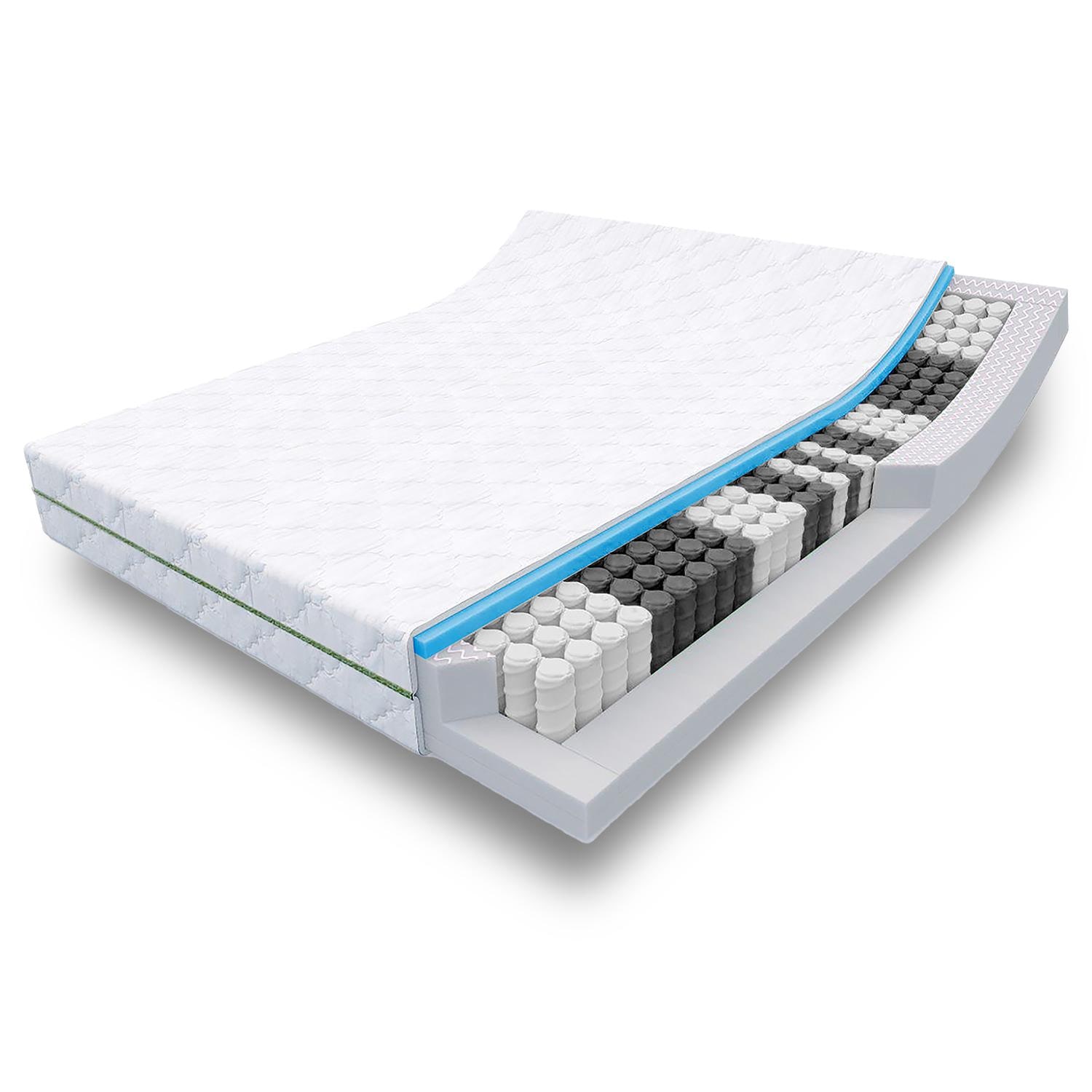 Colchón de 7 zonas con núcleo de muelles ensacados Sleezzz Smart 180 x 200 cm, altura 21 cm, nivel de firmeza H2/H3